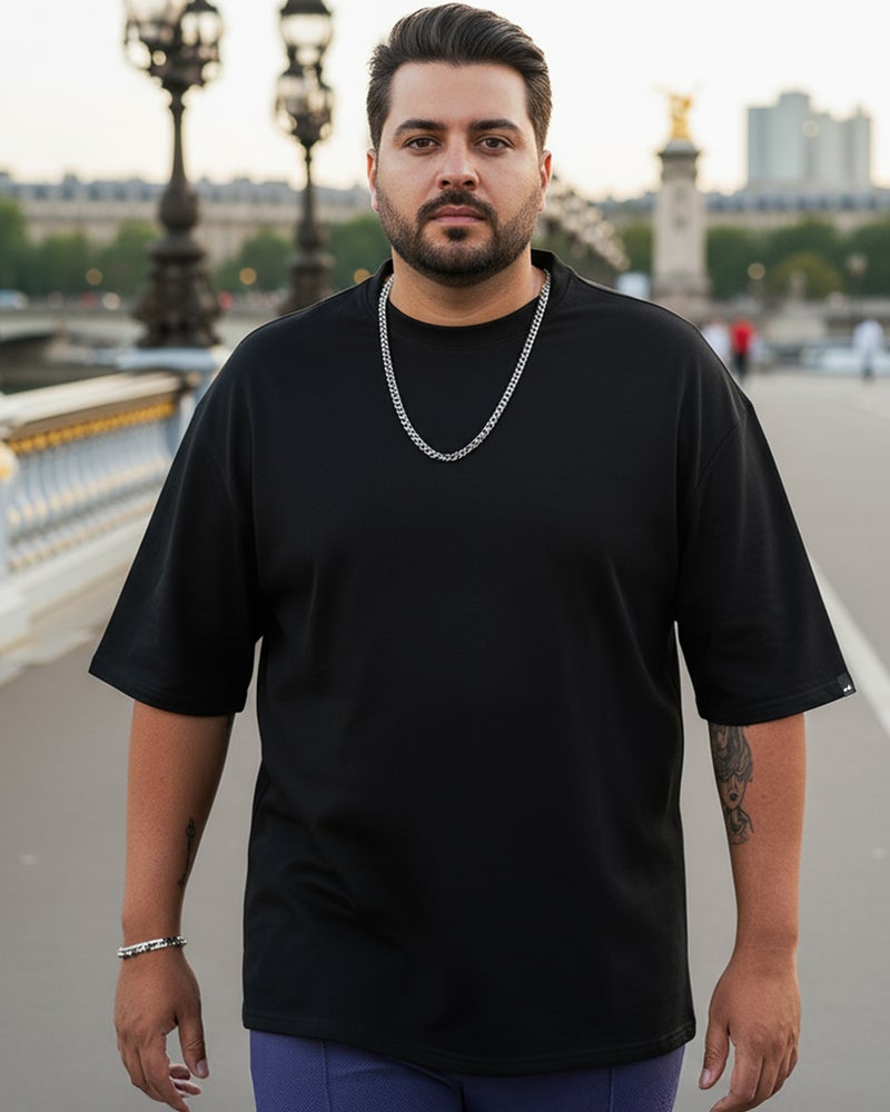 bewakoof Men's Black Oversized Plus Size T-shirt - Image 1